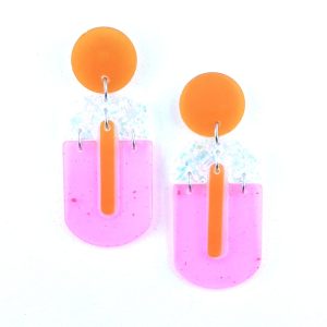 LISBONNE – Boucles d&rsquo;oreilles résine artisanales – Bijou créateur pièce unique | Bisoustore