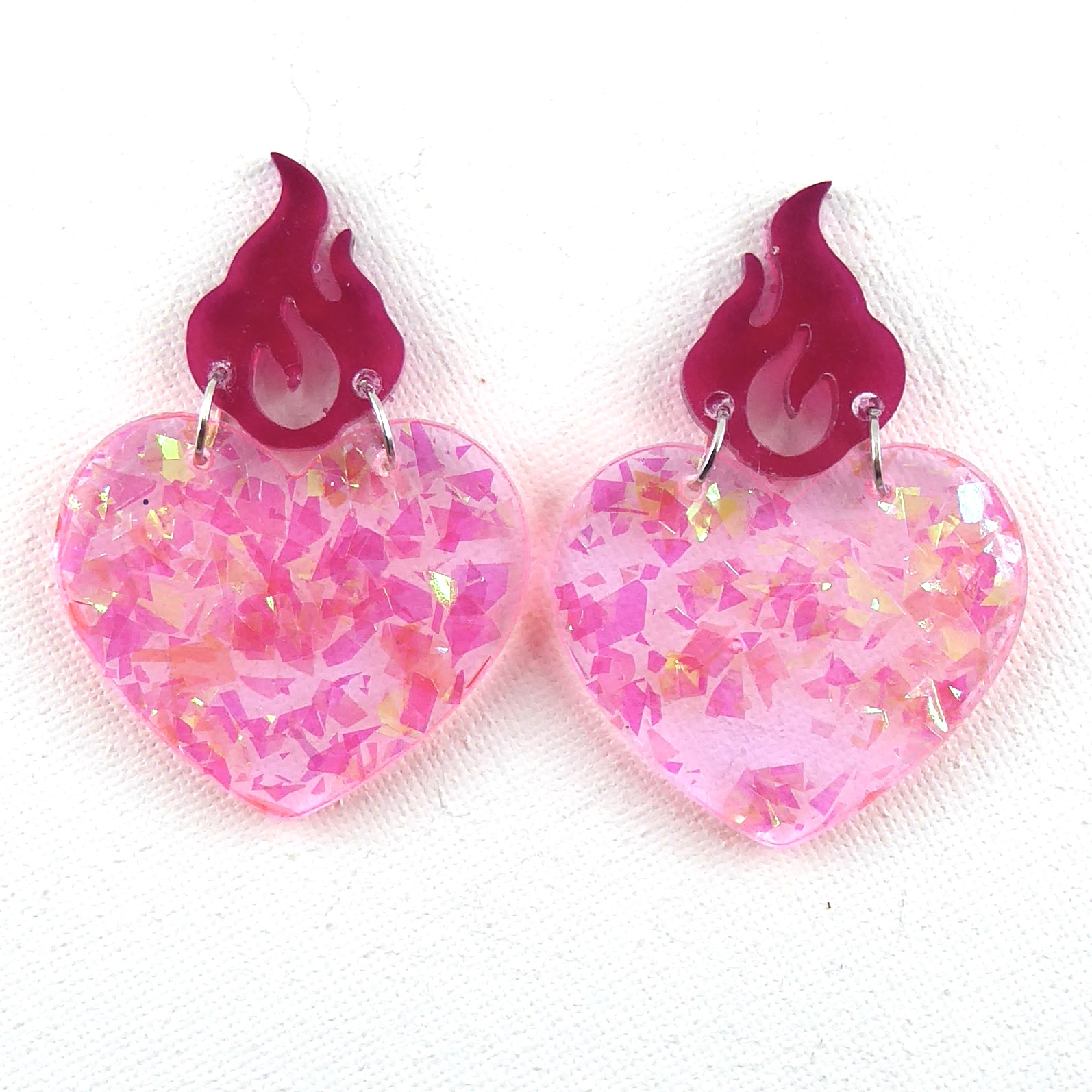 SACRED HEART – Boucles d'oreilles résine artisanales – Bijou créateur pièce unique | Bisoustore