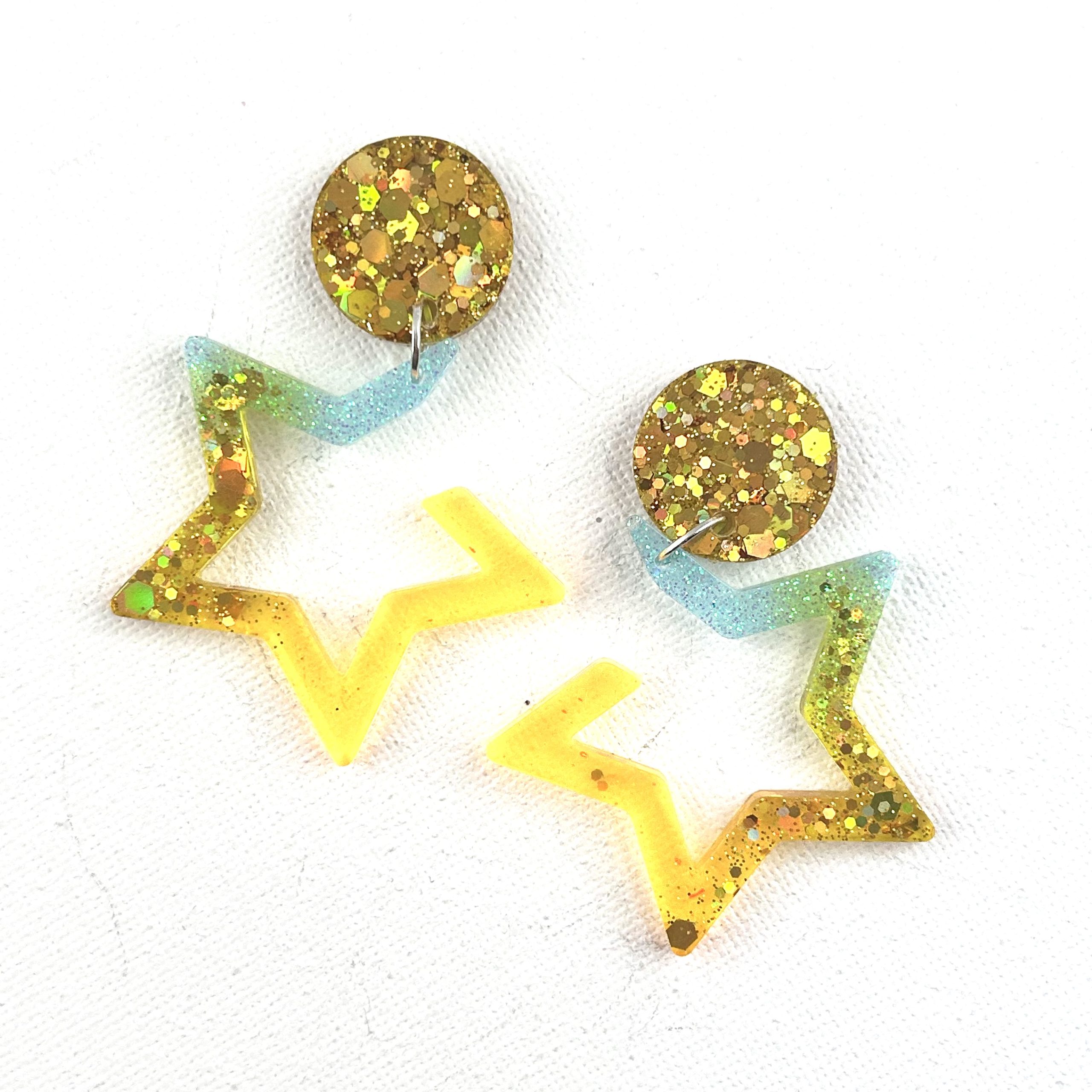 STAR- Boucles d'oreilles résine artisanales – Bijou créateur pièce unique | Bisoustore