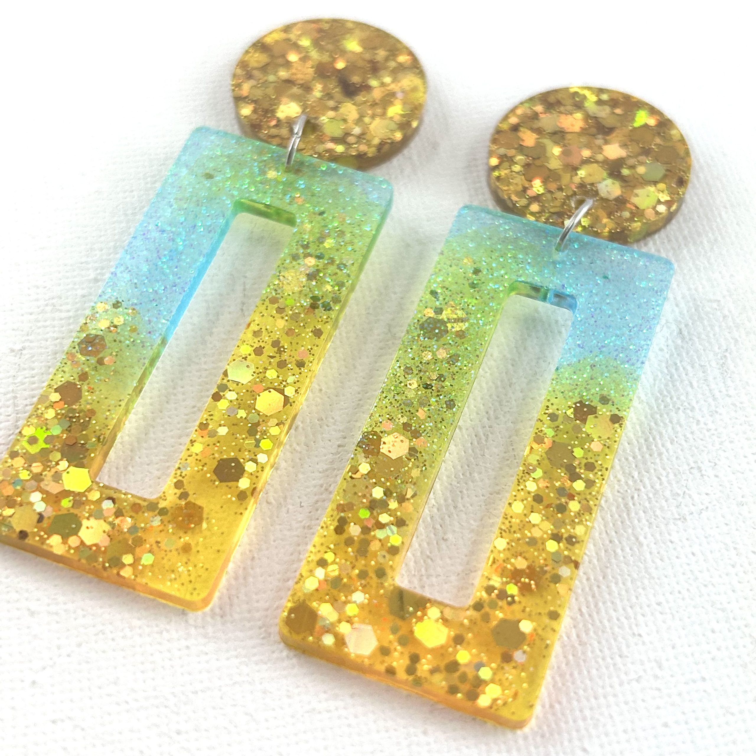 ROME- Boucles d'oreilles résine artisanales – Bijou créateur pièce unique | Bisoustore – Image 2