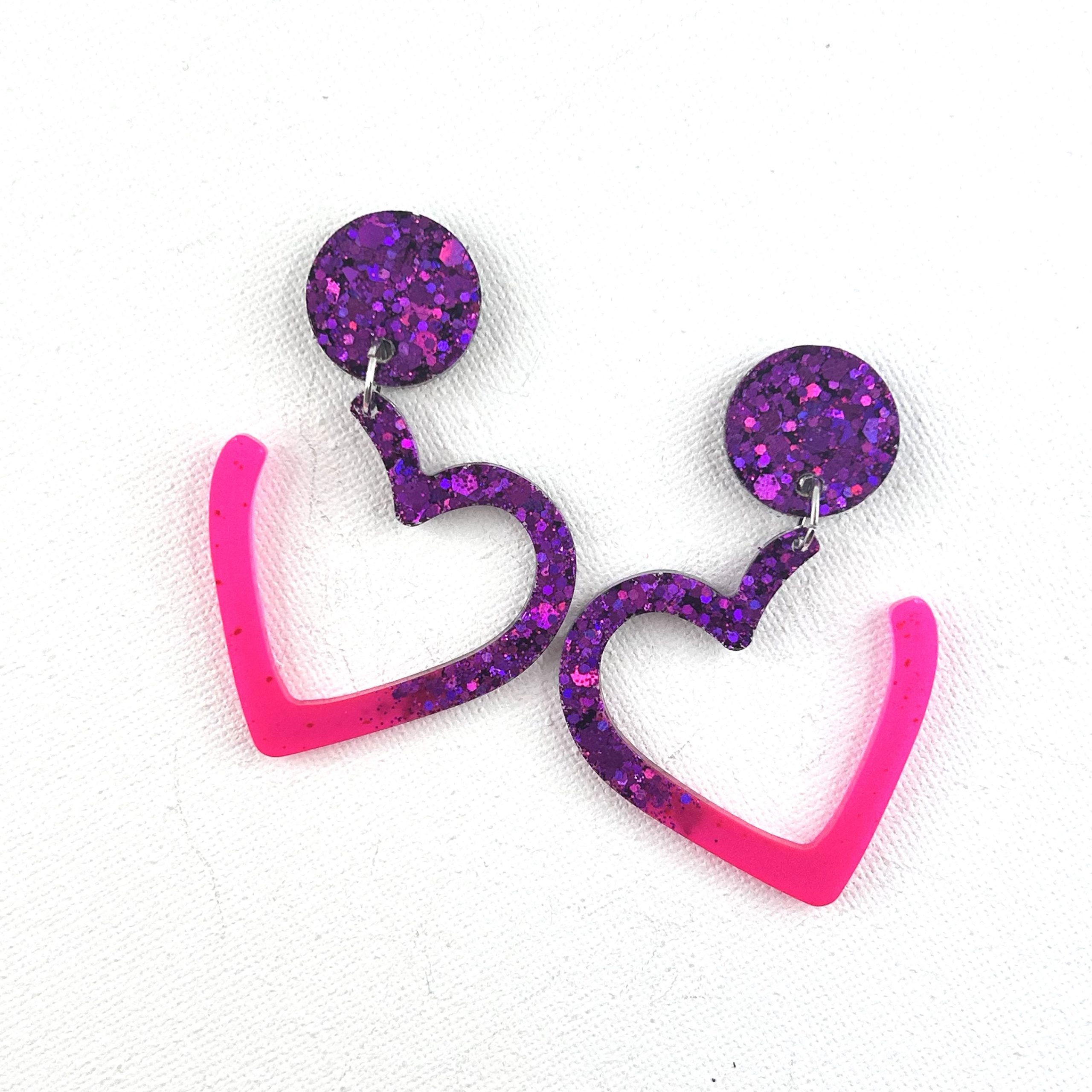 HEART- Boucles d'oreilles résine artisanales – Bijou créateur pièce unique | Bisoustore