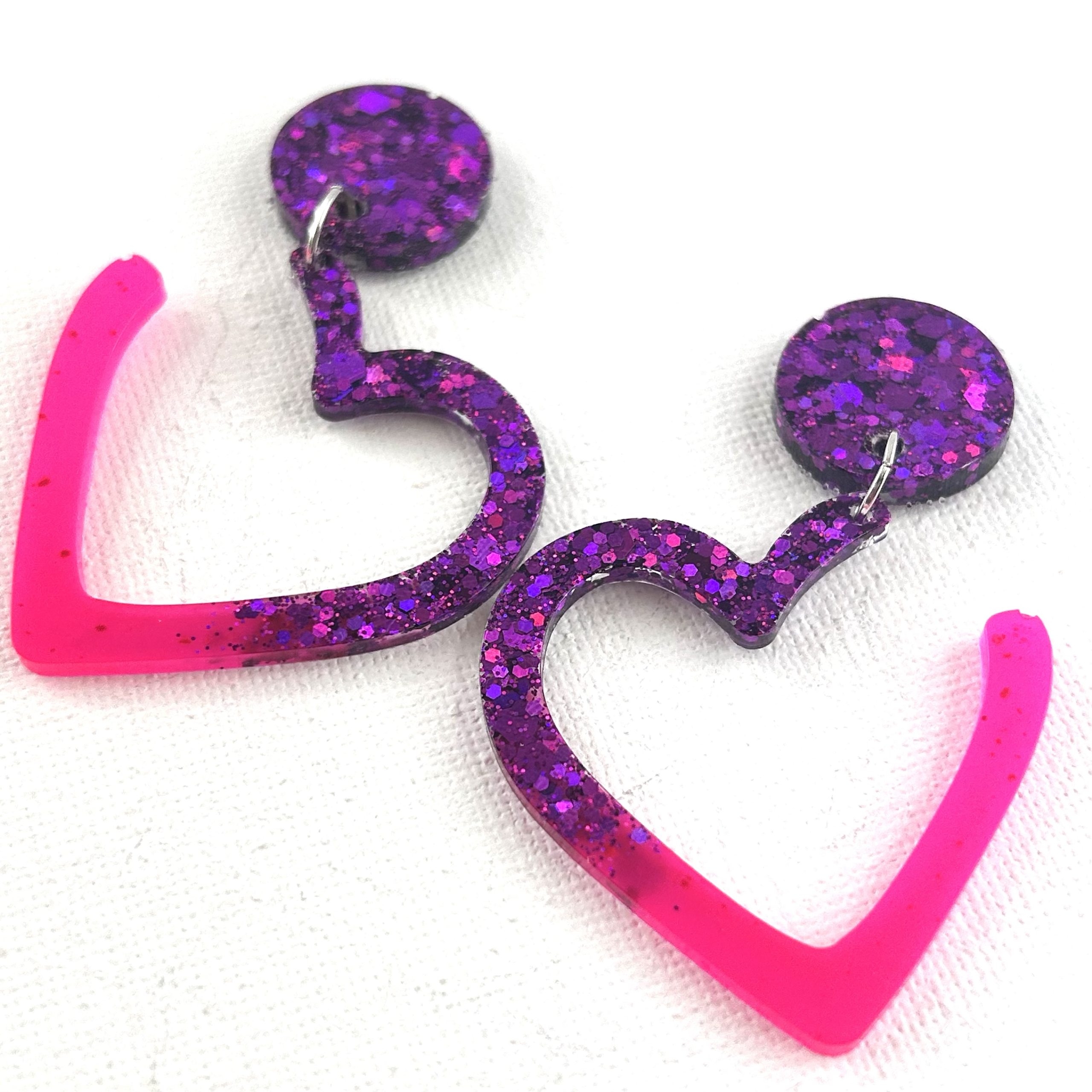 HEART- Boucles d'oreilles résine artisanales – Bijou créateur pièce unique | Bisoustore – Image 3